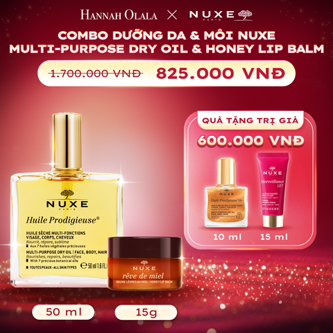 K65_DEAL 11: COMBO DƯỠNG DA & MÔI NUXE GỒM DẦU DƯỠNG ĐA NĂNG 50ML + DƯỠNG MÔI MẬT ONG 15G 