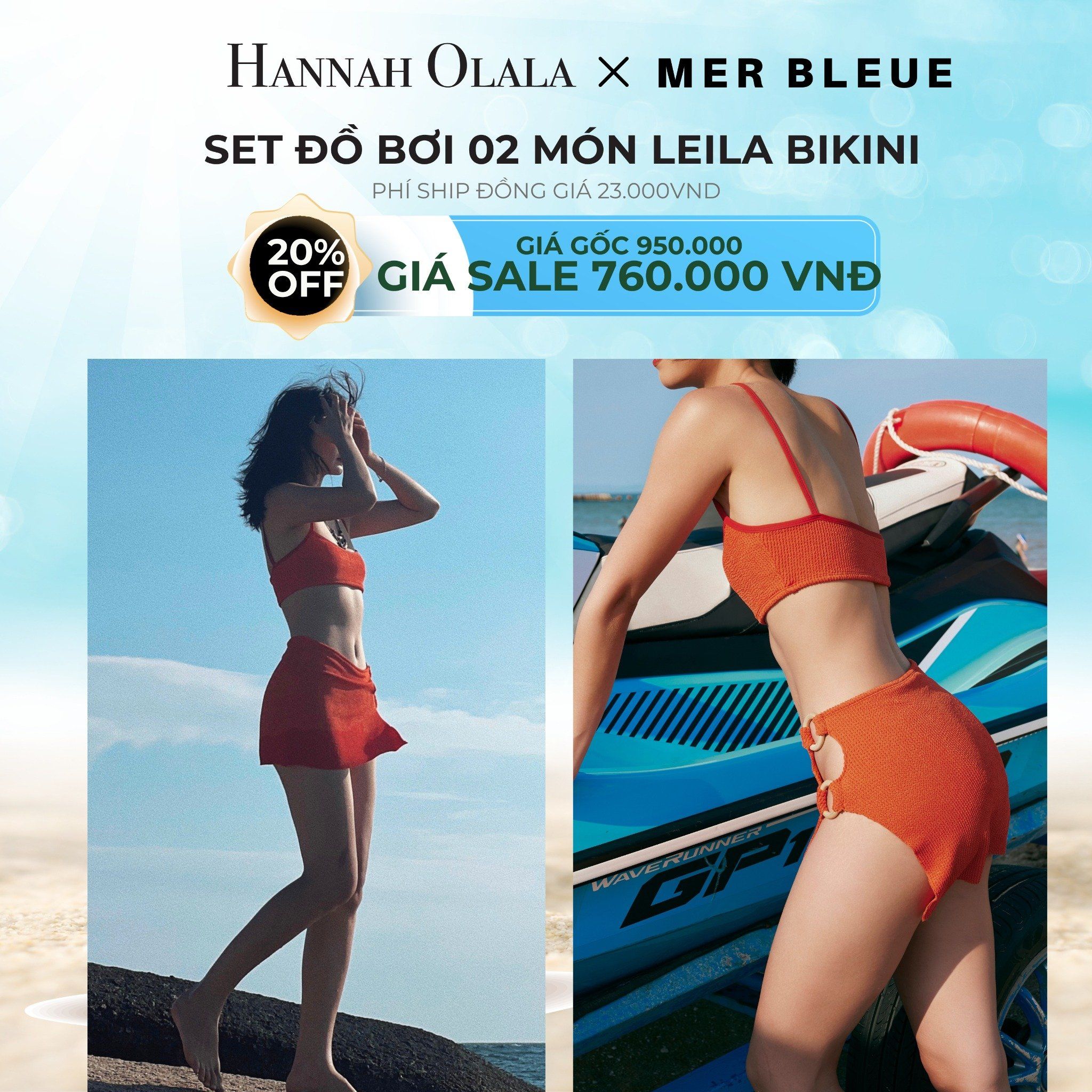  DEAL 6: SET ĐỒ BƠI 02 MẢNH LEILA BIKINI (ĐÃ KÈM QUẦN BIKIKI) - MER BLEUE SWIMWEAR 