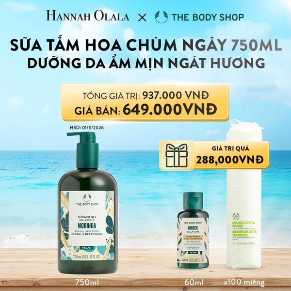  A73_DEAL 8: SỮA TẮM DƯỠNG ẨM DA HƯƠNG HOA CHÙM NGÂY MORINGA SHOWER GEL 750ML 