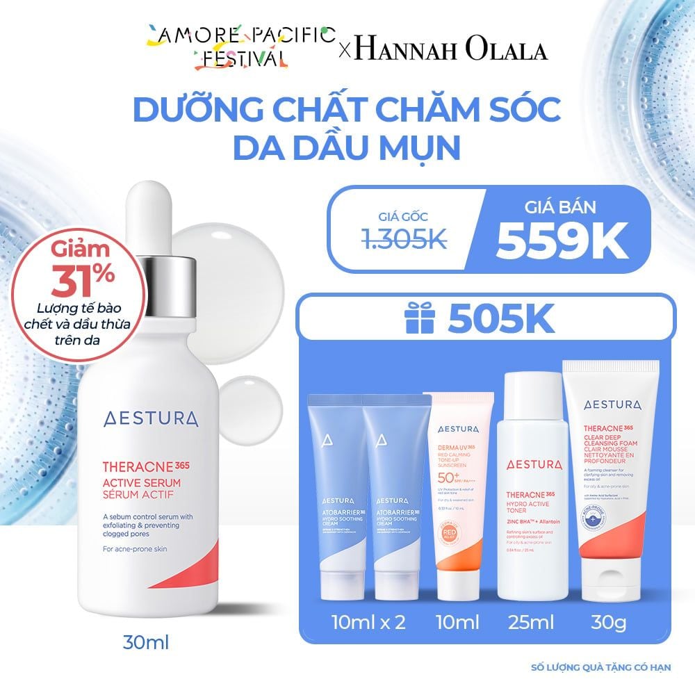  D9_DEAL 8: DƯỠNG CHẤT GIẢM MỤN VÀ CHĂM SÓC DA DẦU THERACNE365 ACTIVE SERUM 30ML 