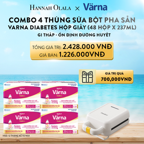  A529_DEAL 9: COMBO 4 THÙNG SỮA BỘT PHA SẴN VARNA DIABETES HỘP GIẤY (48HỘP X 237ML) 