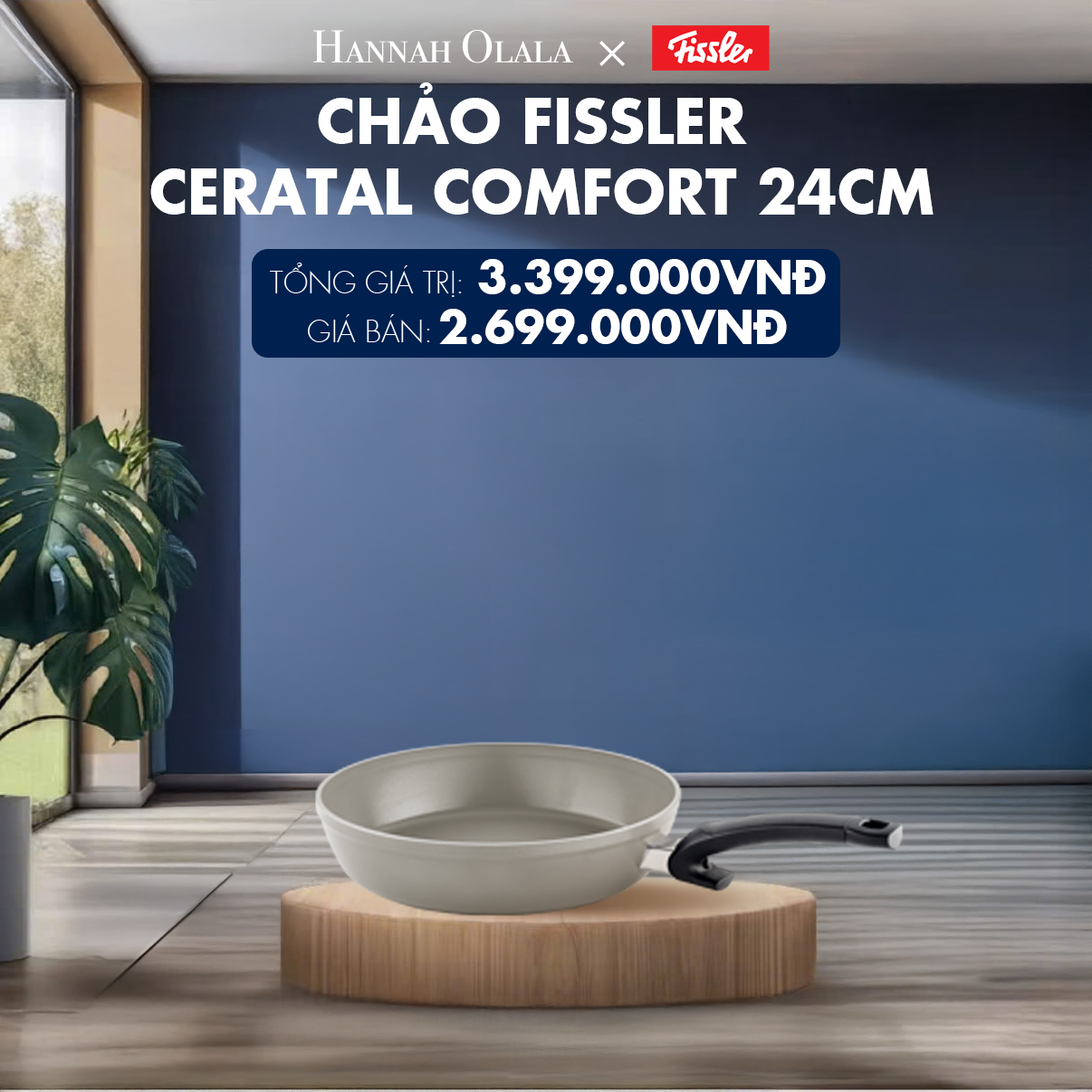  H47_DEAL 3: CHẢO FISSLER CERATAL COMFORT VỚI LỚP PHỦ SỨ CHỐNG DÍNH SẢN XUẤT TẠI ĐỨC VỚI ĐÁY CHẢO COOKSTAR ĐỘC QUYỀN 