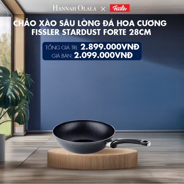  H46_DEAL 2: CHẢO XÀO SÂU LÒNG ĐÁ HOA CƯƠNG FISSLER STARDUST FORTE 28CM SẢN XUẤT TẠI ĐỨC VỚI ĐÁY CHẢO COOKSTAR ĐỘC QUYỀN 