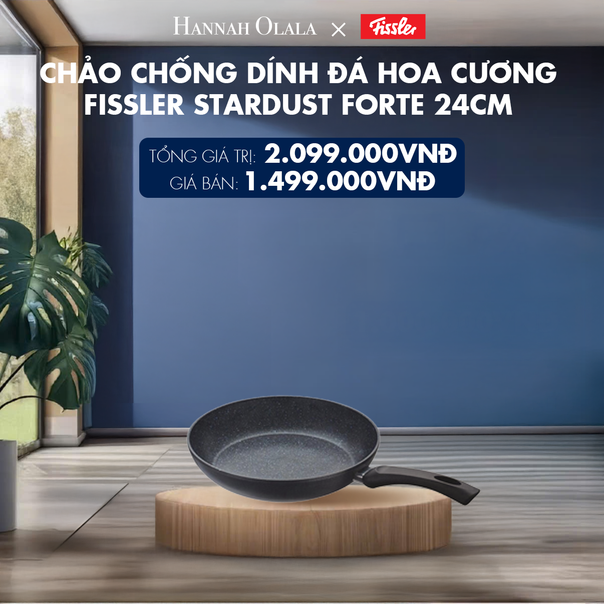  H44_DEAL 1: CHẢO CHỐNG DÍNH ĐÁ HOA CƯƠNG FISSLER STARDUST FORTE SẢN XUẤT TẠI ĐỨC VỚI ĐÁY CHẢO COOKSTAR ĐỘC QUYỀN 