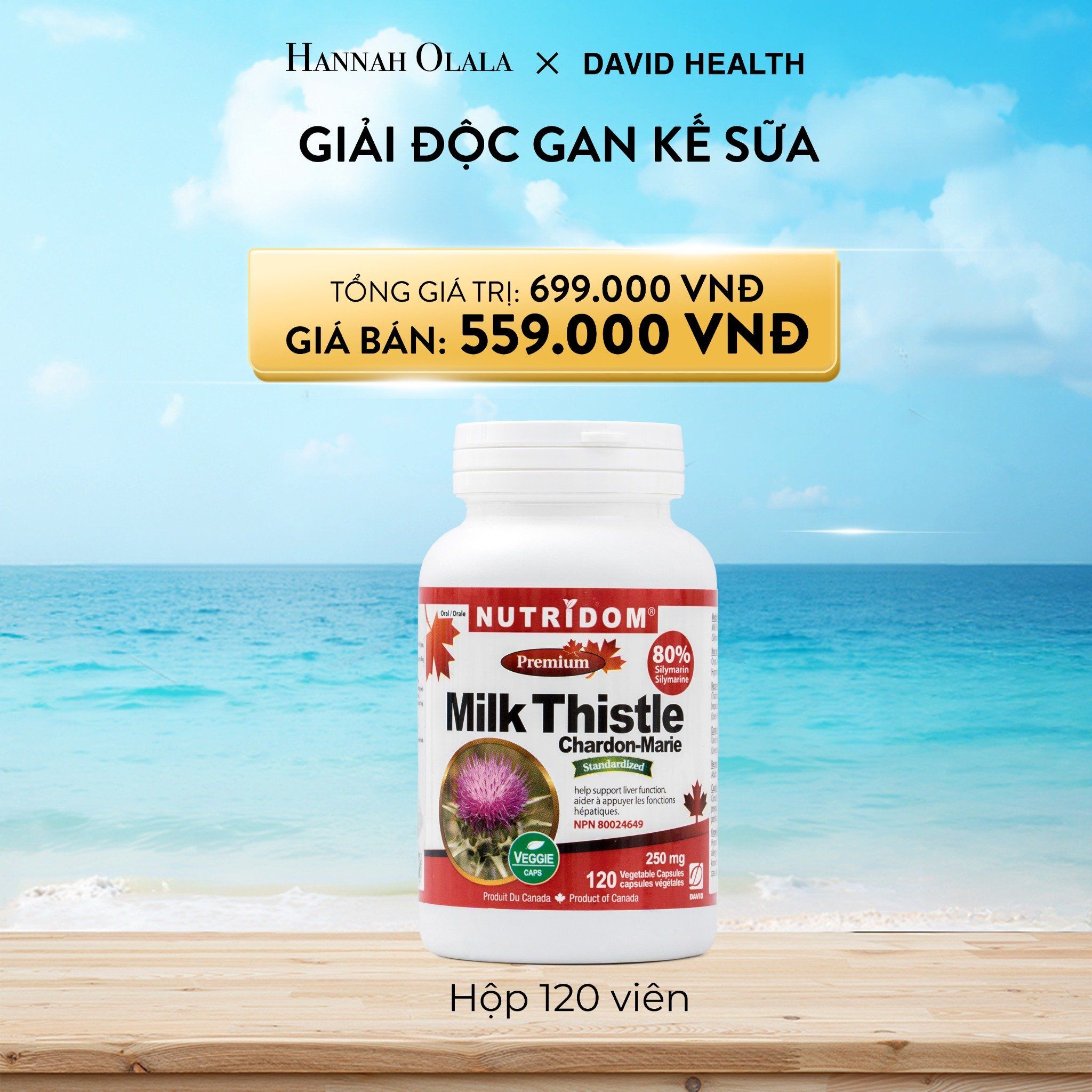  A249_DEAL 6: GIẢI ĐỘC GAN KẾ SỮA NUTRIDOM MILK THISTLE (120 VIÊN) 