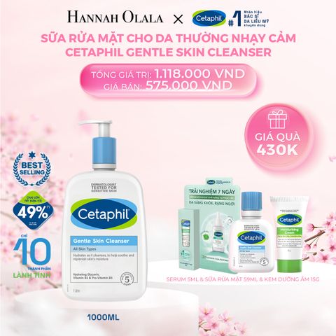  M599_DEAL 1: SỮA RỬA MẶT DỊU LÀNH CHO DA NHẠY CẢM CETAPHIL GENTLE SKIN CLEANSER 1000ML 