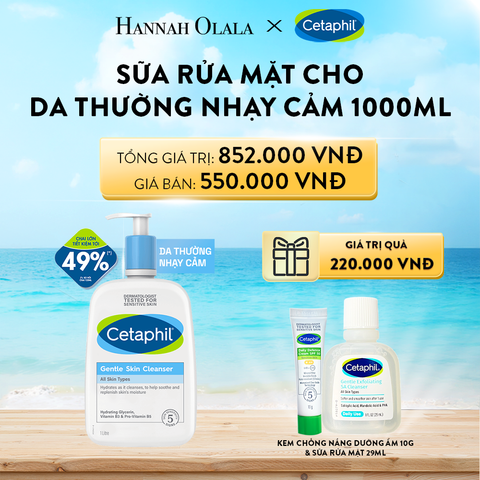  A761_DEAL 1: SỮA RỬA MẶT DỊU LÀNH CHO DA NHẠY CẢM CETAPHIL GENTLE SKIN CLEANSER 1000ML 