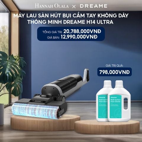  H194_DEAL 10: MÁY LAU SÀN HÚT BỤI CẦM TAY KHÔNG DÂY THÔNG MINH DREAME H14 ULTRA - BẢN QUỐC TẾ - BẢO HÀNH 24 THÁNG 