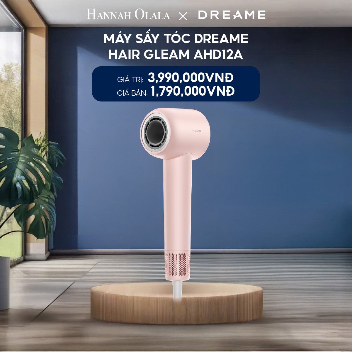  H205_DEAL 6: MÁY SẤY TÓC DREAME HAIR GLEAM AHD12A - BẢN QUỐC TẾ - BẢO HÀNH 24 THÁNG (MÀU HỒNG) 