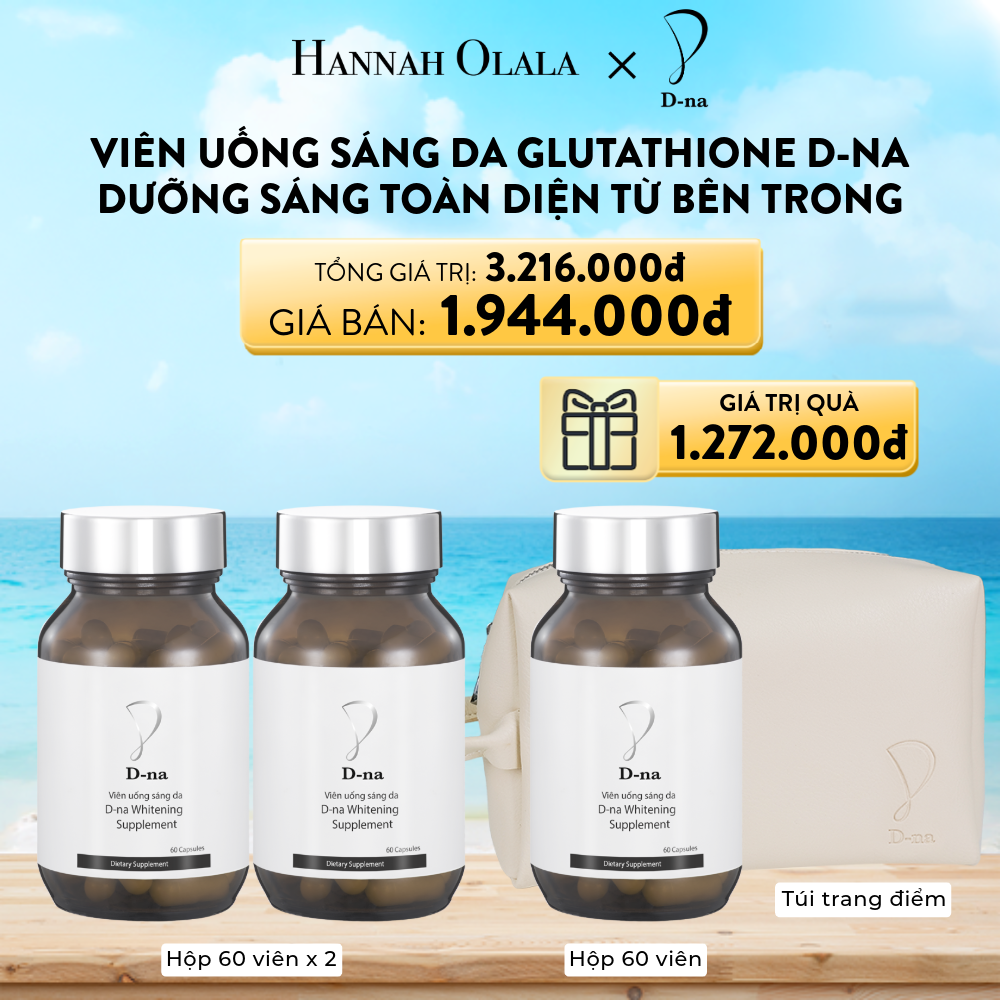  A392_DEAL 3: MUA 2 TẶNG 1 VIÊN UỐNG TRẮNG DA D-NA GLUTATHIONE (60 viên/hộp) 