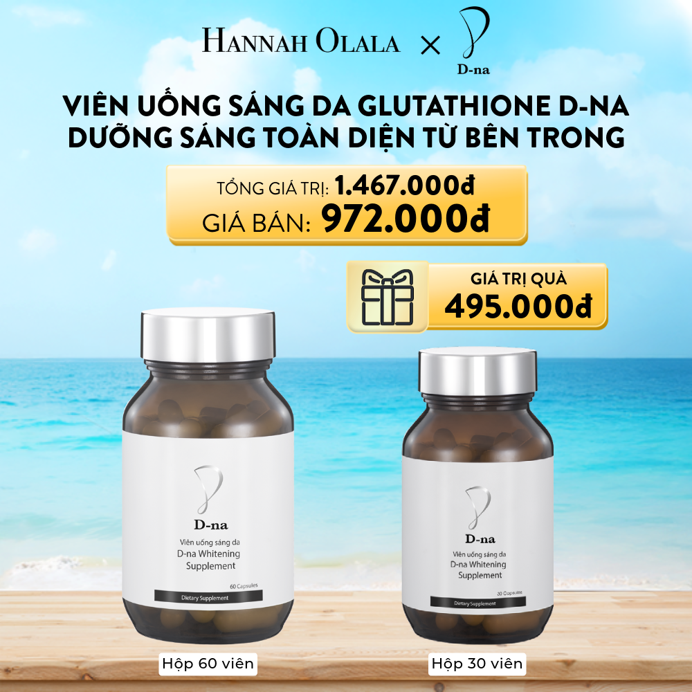  A394_DEAL 5: MUA 1 HỘP VIÊN UỐNG TRẮNG DA GLUTATHIONE D-NA HỘP 60 viên TẶNG 1 HỘP 30 viên 