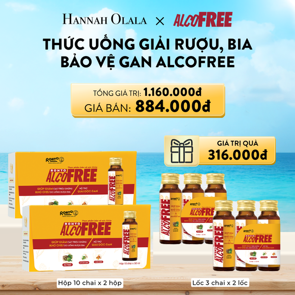  A398_DEAL 9: MUA 2 HỘP 10 TẶNG 2 LỐC 3 THỰC PHẨM CHỨC NĂNG MÁT GAN GIẢI RƯỢU PHỤC HỒI SỨC KHỎE ALCOFREE (HỘP 10 CHAI X 2 HỘP VÀ LỐC 3 CHAI X 2 LỐC) 