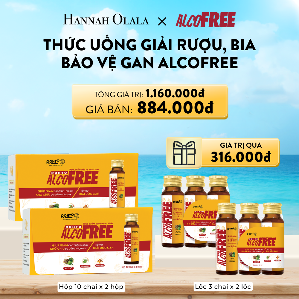  A398_DEAL 9: MUA 2 HỘP 10 TẶNG 2 LỐC 3 THỰC PHẨM CHỨC NĂNG MÁT GAN GIẢI RƯỢU PHỤC HỒI SỨC KHỎE ALCOFREE (HỘP 10 CHAI X 2 HỘP VÀ LỐC 3 CHAI X 2 LỐC) 