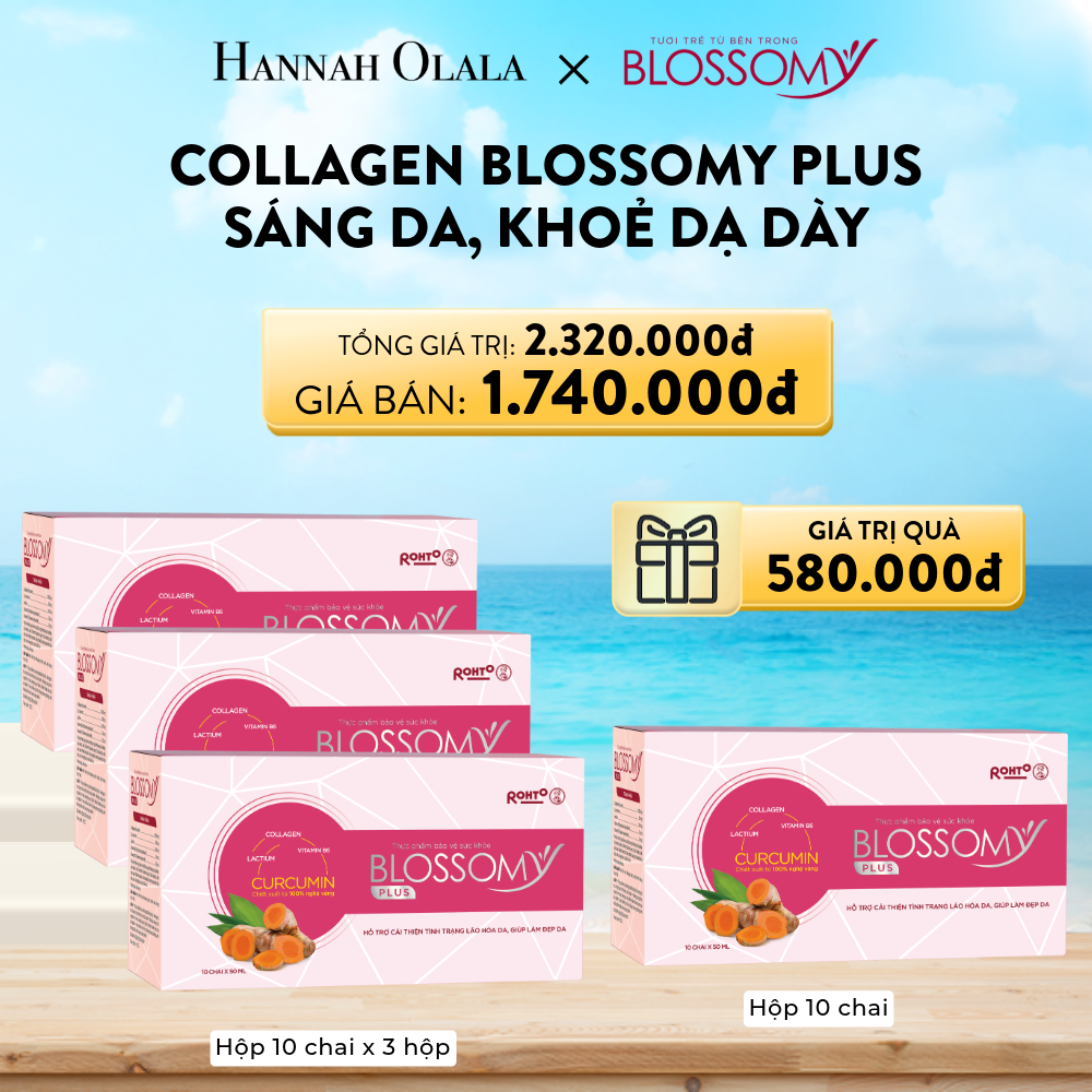  A888_DEAL 18: MUA 3 HỘP 10 TẶNG 1 HỘP 10 THỰC PHẨM BẢO VỆ SỨC KHỎE BLOSSOMY PLUS (MÀU HỒNG) (HỘP 10 CHAI X 4 HỘP) 