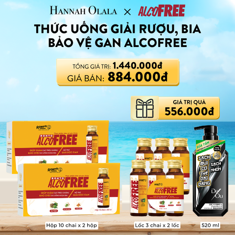  DEAL 8: MUA 2 HỘP 10 TẶNG 2 LỐC 3 THỰC PHẨM CHỨC NĂNG MÁT GAN GIẢI RƯỢU PHỤC HỒI SỨC KHỎE ALCOFREE VÀ 1 CHAI SỮA TẮM KHƯ MỦI DEOU 520mL - NON METHOL (HỘP 10 CHAI X 2 HỘP VÀ LỐC 3 CHAI X 2 LỐC + 1 CHAI SỮA TẮM) 