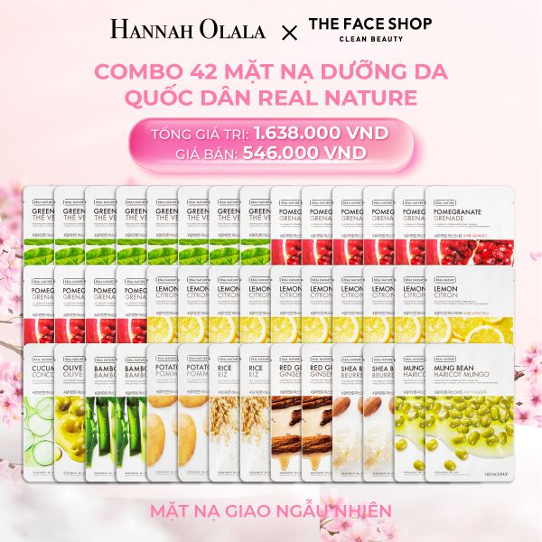  M618_DEAL 1: COMBO 42 MẶT NẠ DƯỠNG DA QUỐC DÂN REAL NATURE 