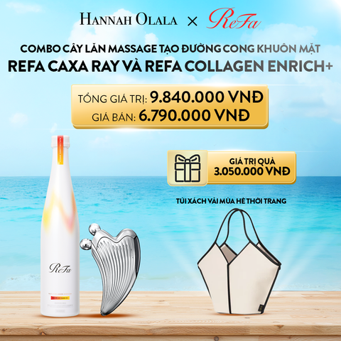  A201_DEAL 3: CÂY LĂN MASSAGE ĐA DỤNG TẠO ĐƯỜNG CONG CHO KHUÔN MẶT REFA CAXA RAY & THỰC PHẨM BẢO VỆ SỨC KHỎE REFA COLLAGEN ENRICH+ 