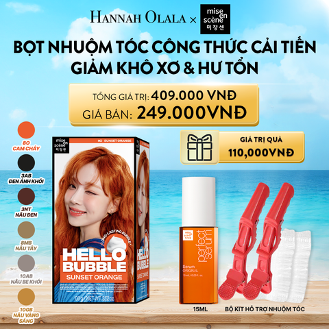  A557_DEAL 6: NHUỘM TÓC TẠI NHÀ MISE EN SCÈNE HELLO BUBBLE 100G DẠNG BỌT KEM, CÔNG THỨC CẢI TIẾN MỚI HẠN CHẾ KHÔ XƠ VÀ HƯ TỔN 