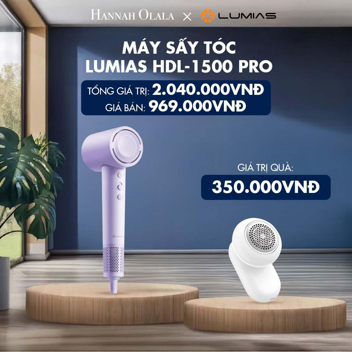  H93_DEAL 3: MÁY SẤY TÓC LUMIAS MÀU TÍM HDL-1500 PRO 