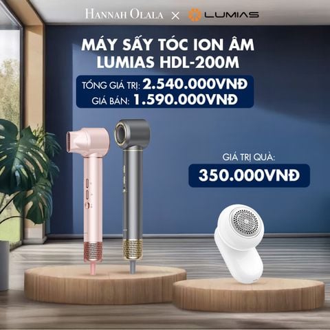  H79_DEAL 2: MÁY SẤY TÓC ION ÂM LUMIAS HDL-200M (MÀU HỒNG/ XÁM) 