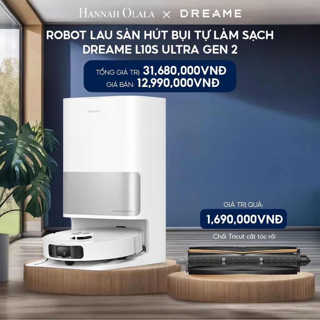  H204_DEAL 5: ROBOT LAU SÀN HÚT BỤI TỰ LÀM SẠCH THÔNG MINH DREAME L10S ULTRA GEN 2 - BẢN QUỐC TẾ - BẢO HÀNH 24 THÁNG 