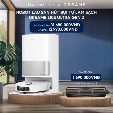  H204_DEAL 5: ROBOT LAU SÀN HÚT BỤI TỰ LÀM SẠCH THÔNG MINH DREAME L10S ULTRA GEN 2 - BẢN QUỐC TẾ - BẢO HÀNH 24 THÁNG 