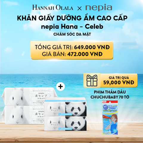  A205_DEAL 7: COMBO KHĂN GIẤY DƯỠNG ẨM CAO CẤP NEPIA HANA-CELEB CHĂM SÓC DA MẶT 