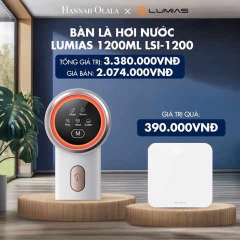 H73_DEAL 16: BÀN LÀ HƠI NƯỚC LUMIAS DUNG TÍCH 1200ML LSI-1200 (WHITE - ROSE) 