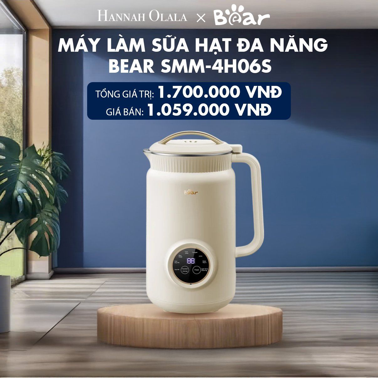  H12_DEAL 2: MÁY LÀM SỮA HẠT ĐA NĂNG BEAR SMM-4H06S 