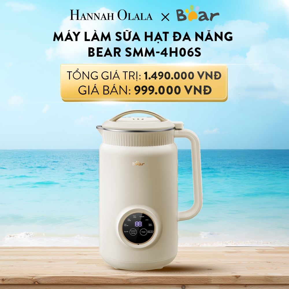  A853_DEAL 14: MÁY LÀM SỮA HẠT ĐA NĂNG BEAR SMM-4H06S CÔNG SUẤT XAY 150W - NẤU 800W, DUNG TÍCH 1L 