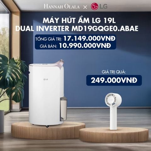  H64_DEAL 2: MÁY HÚT ẨM LG DUAL INVERTER 19L MÀU TRẮNG MD19GQGE0.ABAE 