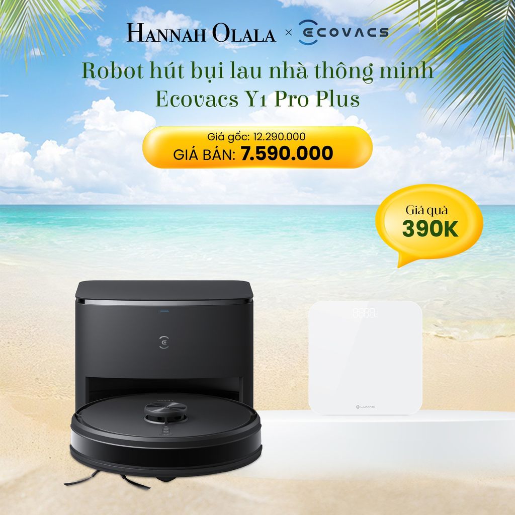  E323_DEAL 4: ROBOT HÚT BỤI LAU NHÀ THÔNG MINH ECOVACS Y1 PRO PLUS-TẶNG CÂN G25 LUMIAS 