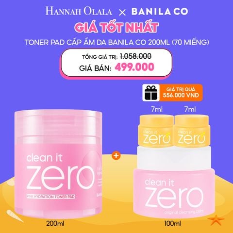  C25_DEAL 2: TONER PAD CẤP ẨM BANILA CO CLEAN IT ZERO PINK HYDRATION TONER PAD 200ML (70 MIẾNG) MUA 1 TẶNG 3 