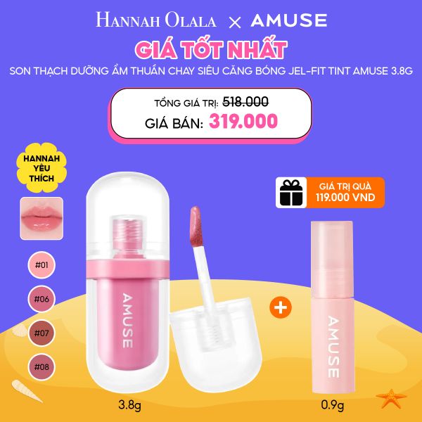  C14_DEAL 3: SON THẠCH BÓNG THUẦN CHAY AMUSE JEL-FIT TINT 3.8G MUA 1 TẶNG 1 