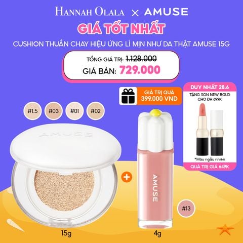  C18_DEAL 4: [DUY NHẤT 28.6] PHẤN NƯỚC AMUSE CHE PHỦ KHUYẾT ĐIỂM THUẦN CHAY MUA 1 TẶNG 1 