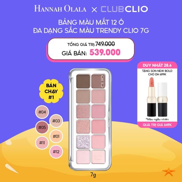  DEAL 1: [DUY NHẤT 28.6] BẢNG MÀU MẮT 12 Ô CLIO PRO EYE PALETTE AIR 7G 