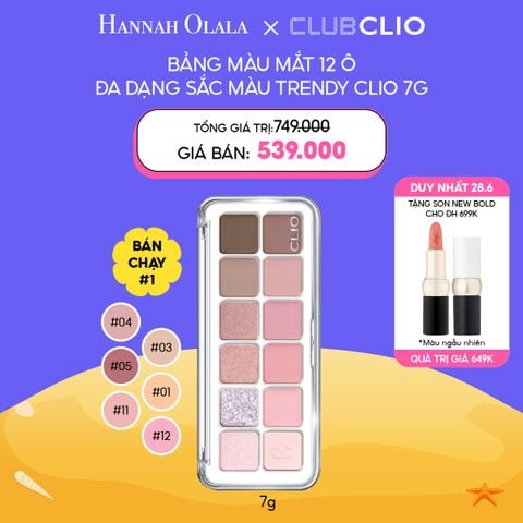  C26_DEAL 1: [DUY NHẤT 28.6] BẢNG MÀU MẮT 12 Ô CLIO PRO EYE PALETTE AIR 7G 