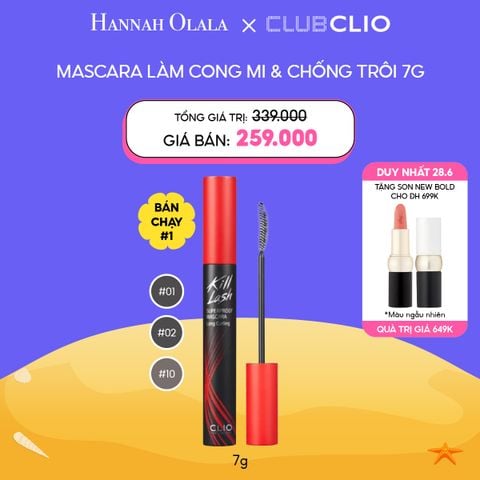  C42_DEAL 5: [DUY NHẤT 28.6] MASCARA LÀM CONG MI, CHỐNG TRÔI CLIO KILL LASH SUPERPROOF MASCARA 7G 