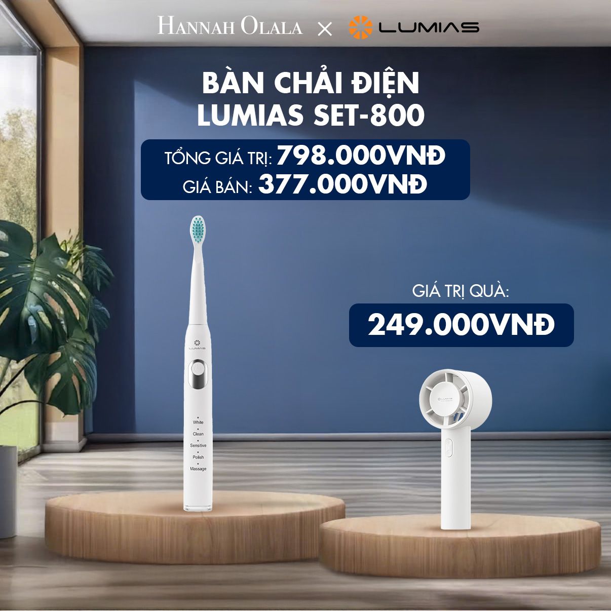  H83_DEAL 21: BÀN CHẢI ĐIỆN MÀU TRẮNG LUMIAS SET-800 