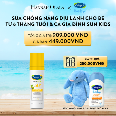  A763_DEAL 11: SỮA CHỐNG NẮNG DỊU LÀNH CHO LÀN DA NHẠY CẢM CỦA BÉ CETAPHIL BABY SUN KIDS 150ML 