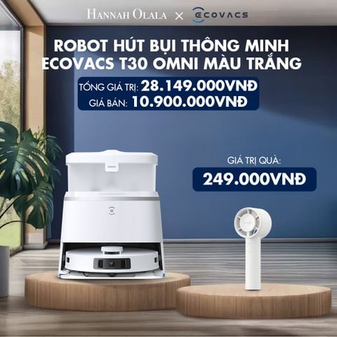  H36_DEAL 3: ROBOT HÚT BỤI THÔNG MINH ECOVACS T30 OMNI MÀU TRẮNG 
