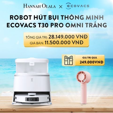  A832_DEAL 3: ROBOT HÚT BỤI THÔNG MINH ECOVACS T30 PRO OMNI MÀU TRẮNG 
