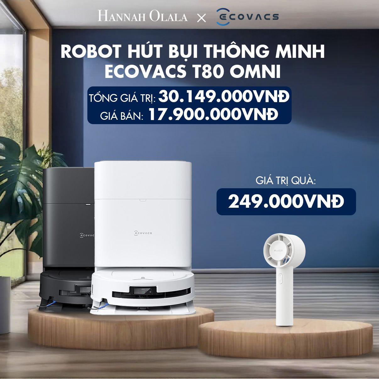  H37_DEAL 4: ROBOT HÚT BỤI THÔNG MINH ECOVACS T80 OMNI 