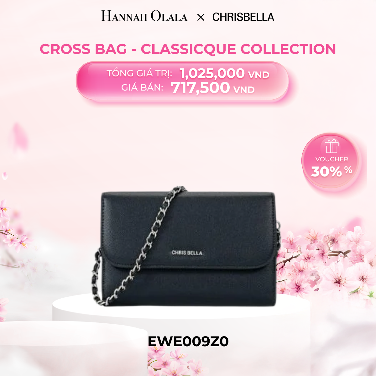  M527_DEAL 19: VÍ NGANG CHRISBELLA EWE009Z0 4 MÀU CỠ XS 