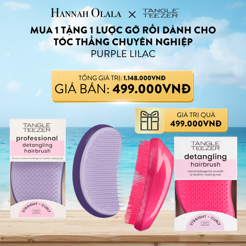 A543_DEAL 3: LƯỢC GỠ RỐI CAO CẤP DÀNH CHO TÓC THẲNG VÀ XOĂN TANGLE TEEZER SALON ELITE [PURPLE LILAC] TẶNG 1 LƯỢC GỠ RỐI TANGLE TEEZER, THE ORIGINAL, GỠ RỐI HIỆU QUẢ TÓC THẰNG VÀ XOĂN, CHẢI ĐƯỢC TÓC KHÔ VÀ ƯỚT [PINK] 