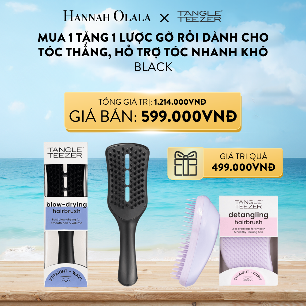  A891_DEAL 11: MUA 1 TẶNG 1 LƯỢC GỠ RỐI TANGLE TEEZER, THE ULTIMATE BLOW DRY, DÀNH CHO TÓC THẲNG, GỢN SÓNG, HỖ TRỢ TÓC NHANH KHÔ [BLACK] TẶNG 1 LƯỢC GỠ RỐI TANGLE TEEZER, THE ORIGINAL, GỠ RỐI HIỆU QUẢ TÓC THẰNG VÀ XOĂN, CHẢI ĐƯỢC TÓC KHÔ VÀ ƯỚT [LILAC] 