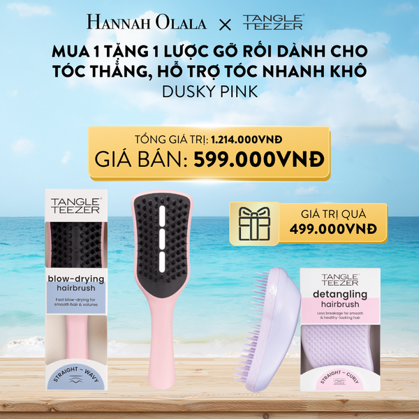  A544_DEAL 4: LƯỢC GỠ RỐI TANGLE TEEZER, THE ULTIMATE BLOW DRY, DÀNH CHO TÓC THẲNG, GỢN SÓNG, HỖ TRỢ TÓC NHANH KHÔ [DUSKY PINK] TẶNG 1 LƯỢC GỠ RỐI TANGLE TEEZER, THE ORIGINAL, GỠ RỐI HIỆU QUẢ TÓC THẰNG VÀ XOĂN, CHẢI ĐƯỢC TÓC KHÔ VÀ ƯỚT [LILAC] 