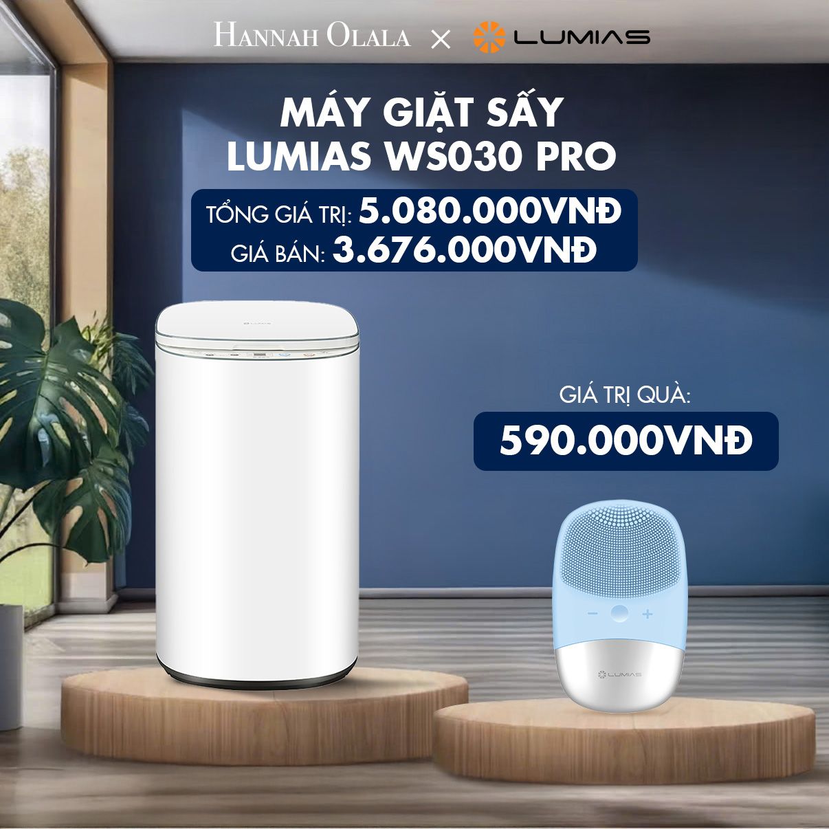 H98_DEAL 5: MÁY GIẶT SẤY LUMIAS WS030 PRO CHỨC NĂNG GIẶT NHIỆT ĐỘ CAO 