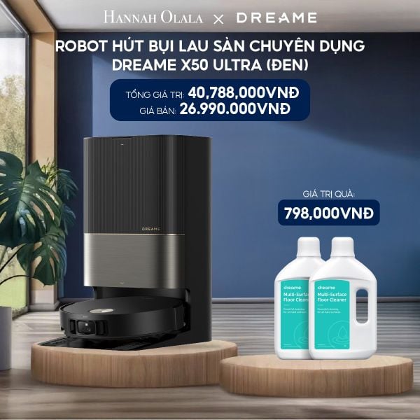  H202_DEAL 4: ROBOT HÚT BỤI LAU SÀN CHUYÊN DỤNG DREAME X50 ULTRA - BẢN QUỐC TẾ - BẢO HÀNH 24 THÁNG (MÀU TRẮNG HOẶC MÀU ĐEN) 