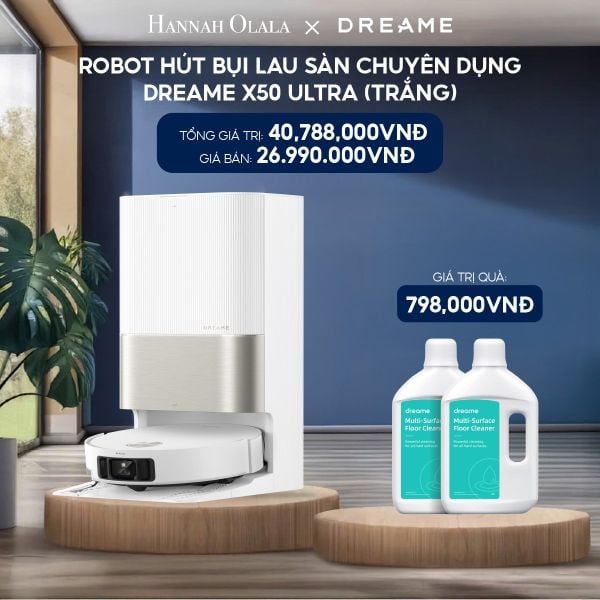  H202_DEAL 4: ROBOT HÚT BỤI LAU SÀN CHUYÊN DỤNG DREAME X50 ULTRA - BẢN QUỐC TẾ - BẢO HÀNH 24 THÁNG (MÀU TRẮNG HOẶC MÀU ĐEN) 